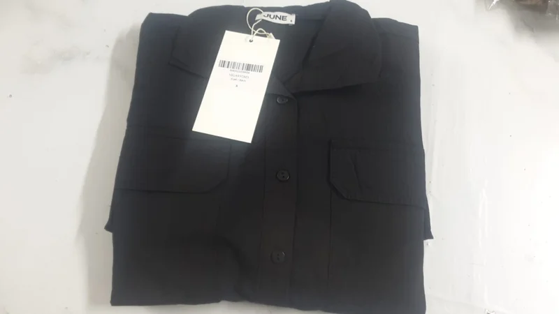 جون Women's 100% Cotton Shirt Collar Belted Short Jumpsuit