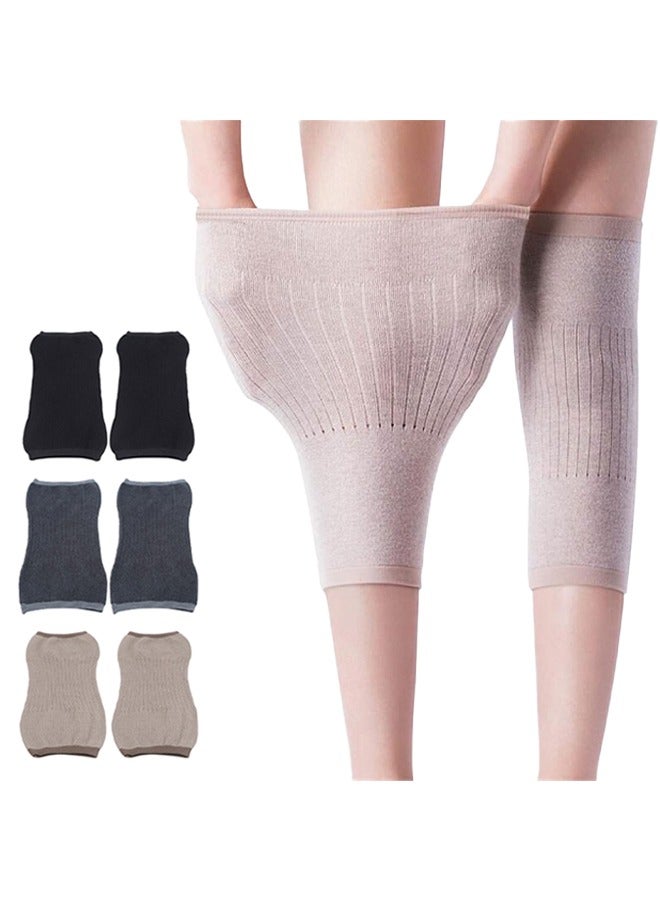 ماسكابوني اربطة تدفئة الركبة محبوكة من الكشمير تدعم نوما دافئا مع دعامة ركبة ناعمة ومريحة لدعم الدورة الدموية، رباط ركبة لتدفئة المفاصل للرجال والنساء، زوج واحد - Image 1