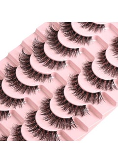FARRED FARRED Natural Lashes Wispy False Eyelashes Fake Cat Eye Lashes Pack 10 Pairs Natural Look Lash Strips Fluffy Mink Eyelash Full Strip Lashes (C1 | 8-14MM)  - Image 4