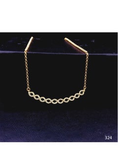 Elegant Gold-Plated Interlocking Chain Design Necklace with Crystals - 3 Diamond Collection - Women's Statement Jewelry