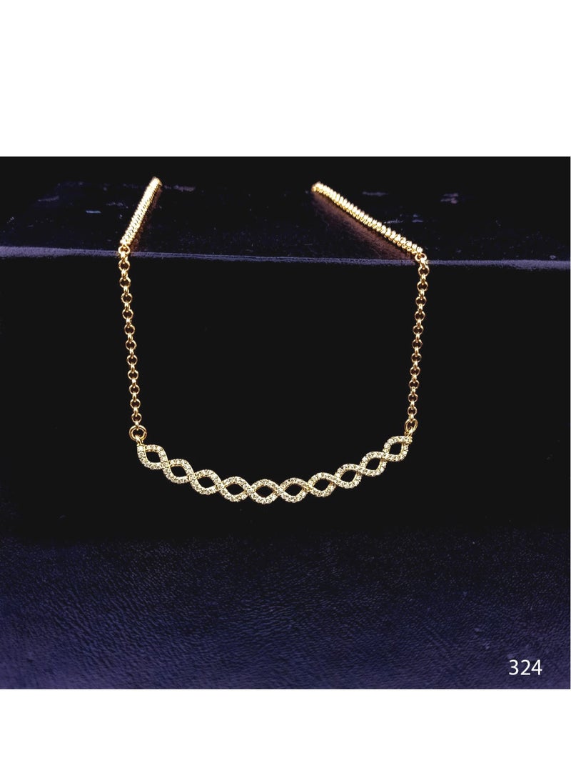 3Diamonds - Elegant Gold-Plated Interlocking Chain Design Necklace with Crystals - 3 Diamond Collection - Women's Statement Jewelry - Image 1