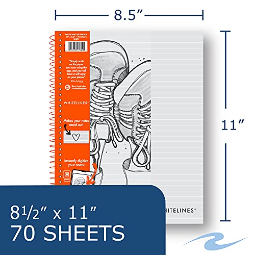 WhiteLines ROARING SPRING Whitelines Premium Line Ruled Spiral Notebook, Digitally Download Your Notes, FREE App, 11" x 8.5" 70 Sheets - Image 2