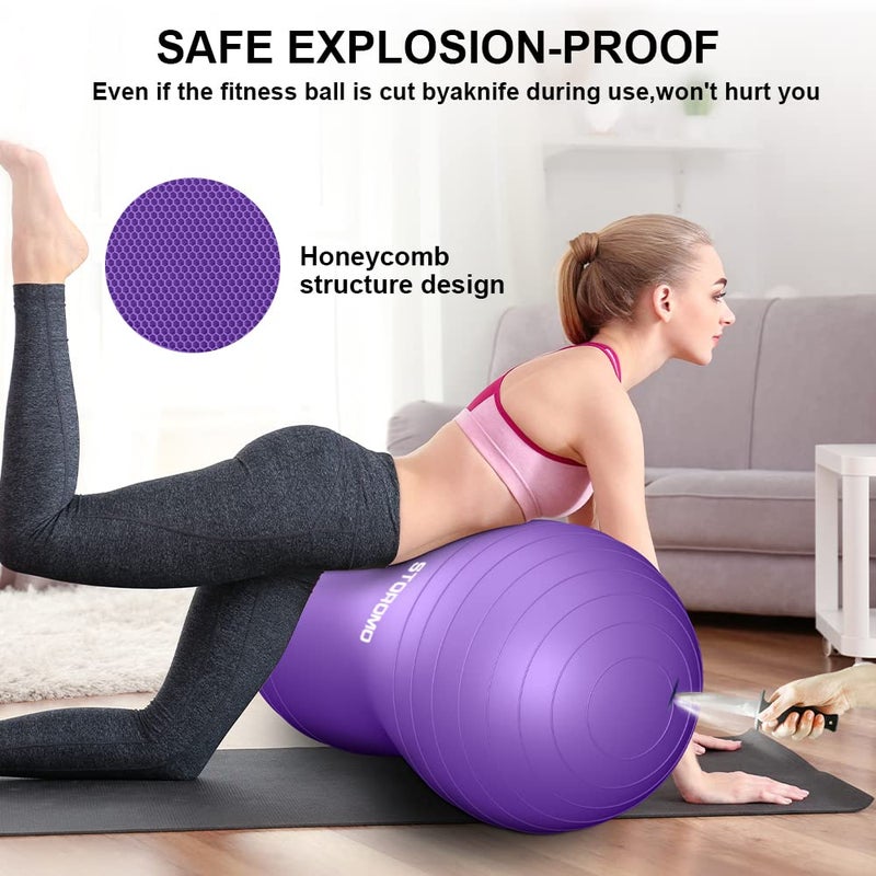 STOROMO Anti-Burst Peanut Ball â€“ High Weight Capacity Exercise Ball for Birth, Yoga, Pilates & Physical Therapy, Eco-Friendly PVC Fitness Ball for Kids & Adults, Includes Pump (23.6x11.8 inch (60x30cm)ï¼ŒPink) - Image 3