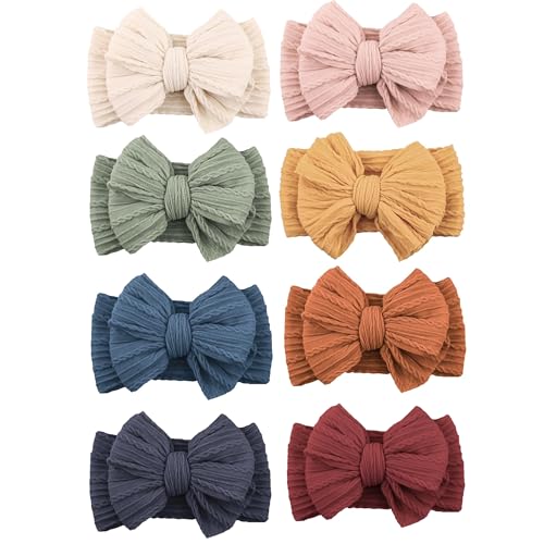 Niceye Handmade Baby Headbands Soft Stretchy Nylon Hair Bands with Bows for Newborn Infant Baby Toddler Girls - Image 1