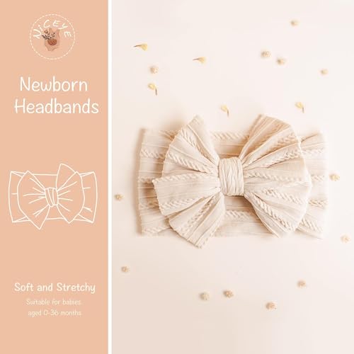 Niceye Handmade Baby Headbands Soft Stretchy Nylon Hair Bands with Bows for Newborn Infant Baby Toddler Girls - Image 2