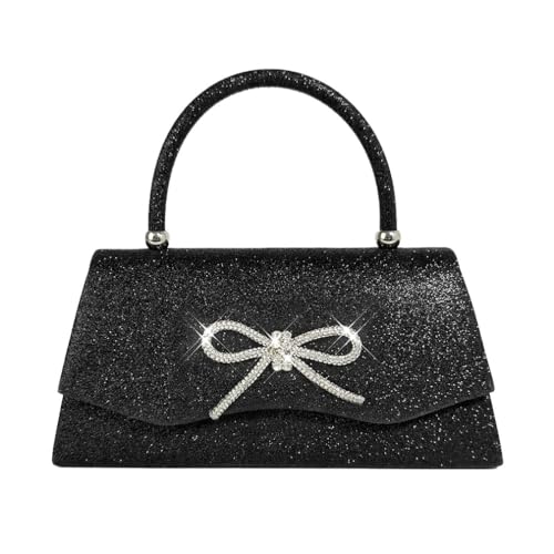 Trisapu Womens Evening Bag Sparkly Bow Clutch Purse Wedding Party Purses Glitter Rhinestone Cocktail Prom Handbags Black - Image 1