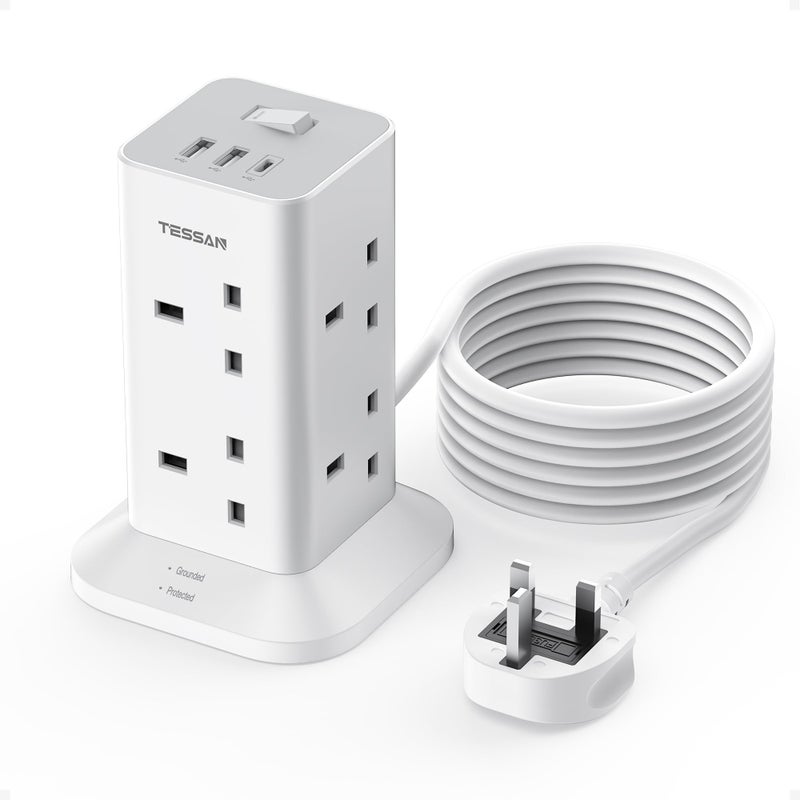 TESSAN Tower Extension Lead 3M with USB C Slots - Image 1