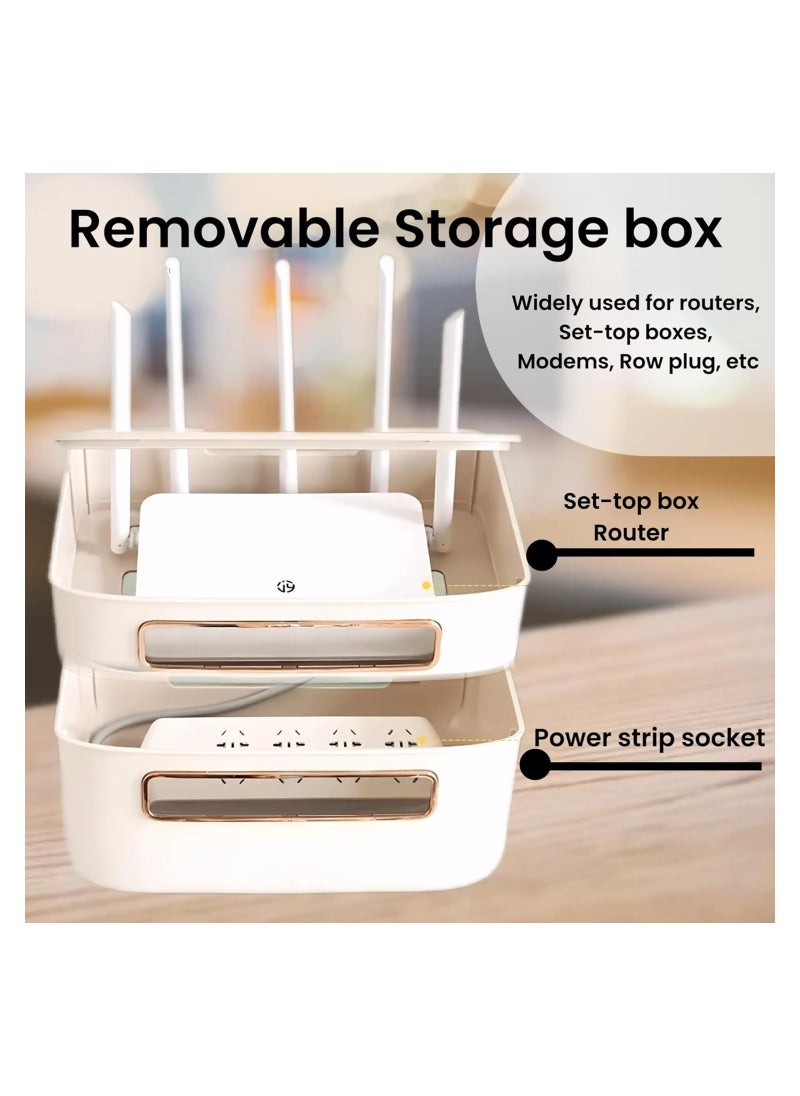 Generic Router Shelf WiFi Router Storage Box Multi Layer Cable Storage Box Hidden Wire Protection Box(1 Layer)  - Image 4