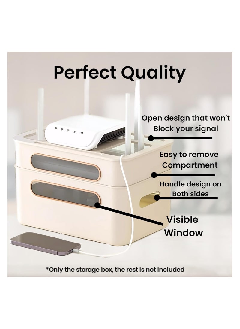 Generic Router Shelf WiFi Router Storage Box Multi Layer Cable Storage Box Hidden Wire Protection Box(1 Layer)  - Image 3