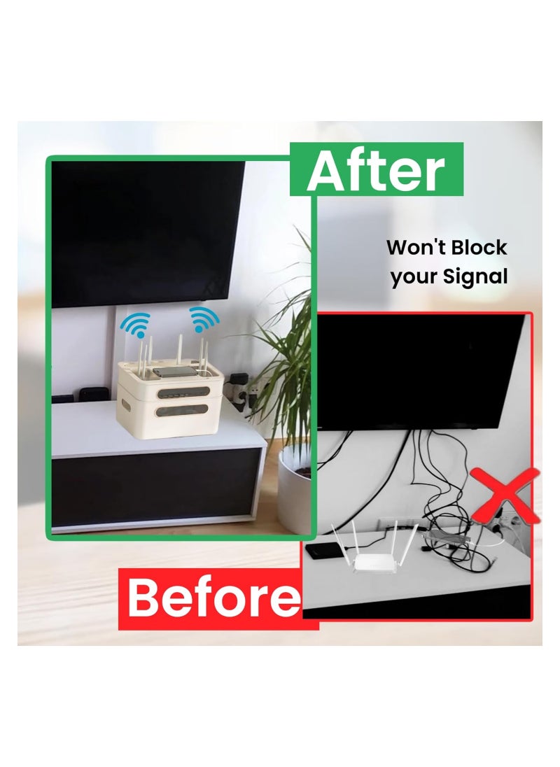 Generic Router Shelf WiFi Router Storage Box Multi Layer Cable Storage Box Hidden Wire Protection Box(1 Layer)  - Image 2