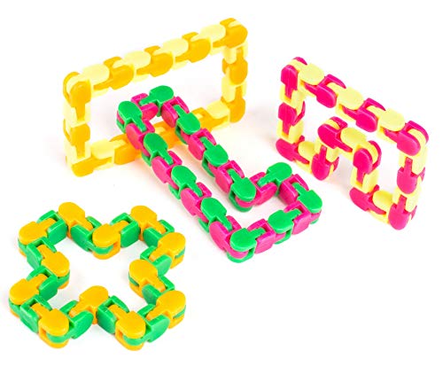Neliblu Wacky Tracks Snap and Click Fidget Toys for Sensory Kids ADHD Autism Stress Relief Therapy Keeps Fingers Busy and Minds Focused Snake Puzzles Assorted Colors Pack of 4 - Image 1