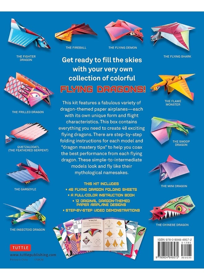 null - Flying Dragons Paper Airplane Kit: 48 Paper Airplanes, 64 Page Instruction Book, 12 Original Designs, YouTube Video Tutorials - Image 1