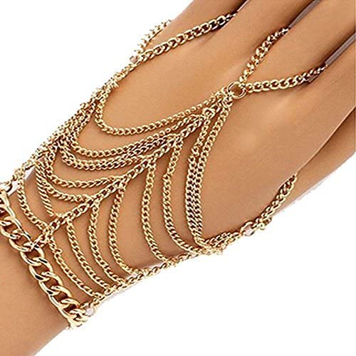 yueton 1pc Tassel Pink Copper Plated Women Hand Harness Bracelet Bangle Chain Link Finger Ring Bracelet - Image 4