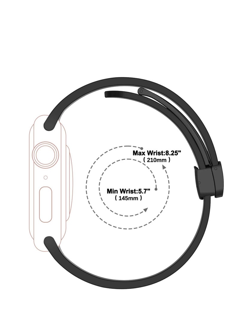 Soft Silicone Sport Watch Band with Magnetic Buckle Fits Apple Watch Ultra 2/Ultra Series 9/8/SE 2nd Gen/7/SE/6/5/4/3/2/1 Compatible with 42/44/45/49mm Case Sizes Also Compatible with Series 10 with 46mm Case Size - Image 3