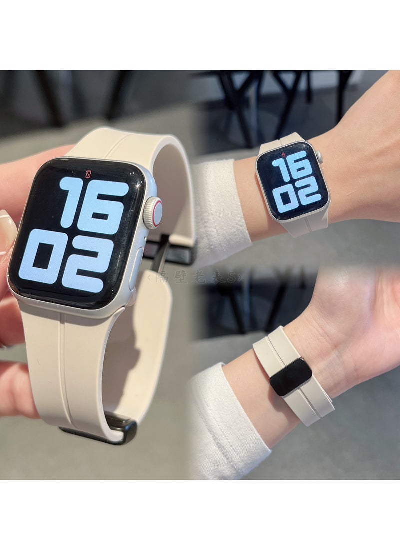 Soft Silicone Sport Watch Band with Magnetic Buckle Fits Apple Watch Ultra 2/Ultra Series 9/8/SE 2nd Gen/7/SE/6/5/4/3/2/1 Compatible with 42/44/45/49mm Case Sizes Also Compatible with Series 10 with 46mm Case Size - Image 1