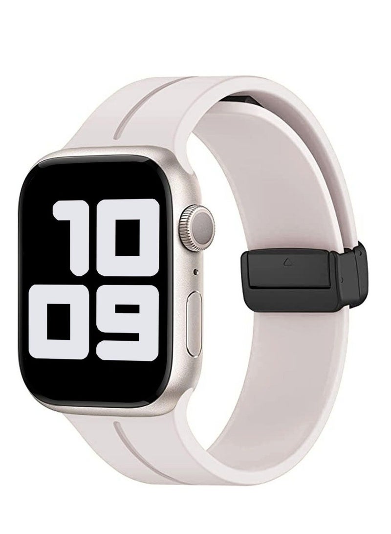 Soft Silicone Sport Watch Band with Magnetic Buckle Fits Apple Watch Ultra 2/Ultra Series 9/8/SE 2nd Gen/7/SE/6/5/4/3/2/1 Compatible with 42/44/45/49mm Case Sizes Also Compatible with Series 10 with 46mm Case Size - Image 5