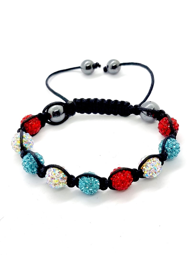 Smart Innovation Shamballa Bracelet with 9 Crystal Disco Ball Beads and Adjustable Cord String