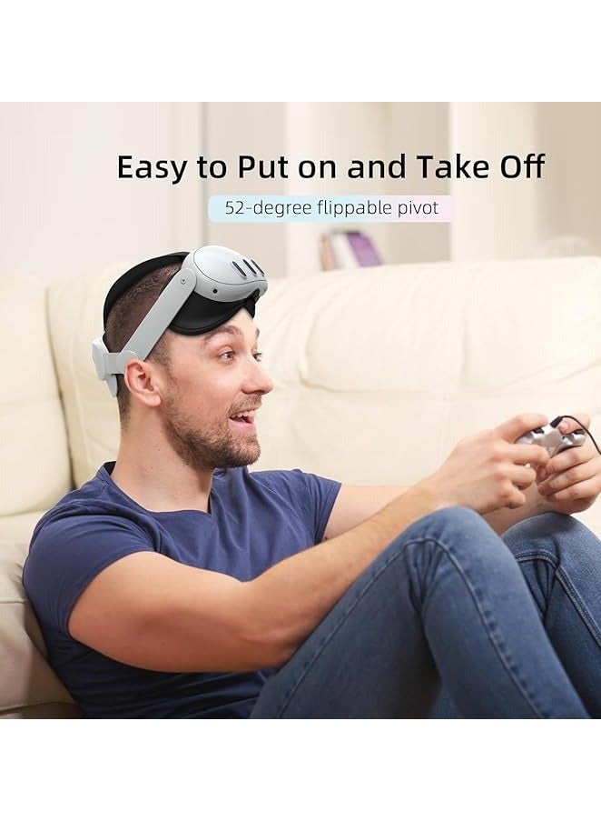 بروماس حزام الرأس متوافق مع Oculus Quest 3، ملحقات لـ Meta Quest 3 استبدال حزام النخبة القابل للتعديل لتعزيز الراحة والدعم والانغماس في الألعاب في الواقع الافتراضي - Image 3