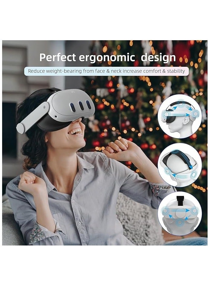 بروماس حزام الرأس متوافق مع Oculus Quest 3، ملحقات لـ Meta Quest 3 استبدال حزام النخبة القابل للتعديل لتعزيز الراحة والدعم والانغماس في الألعاب في الواقع الافتراضي - Image 4