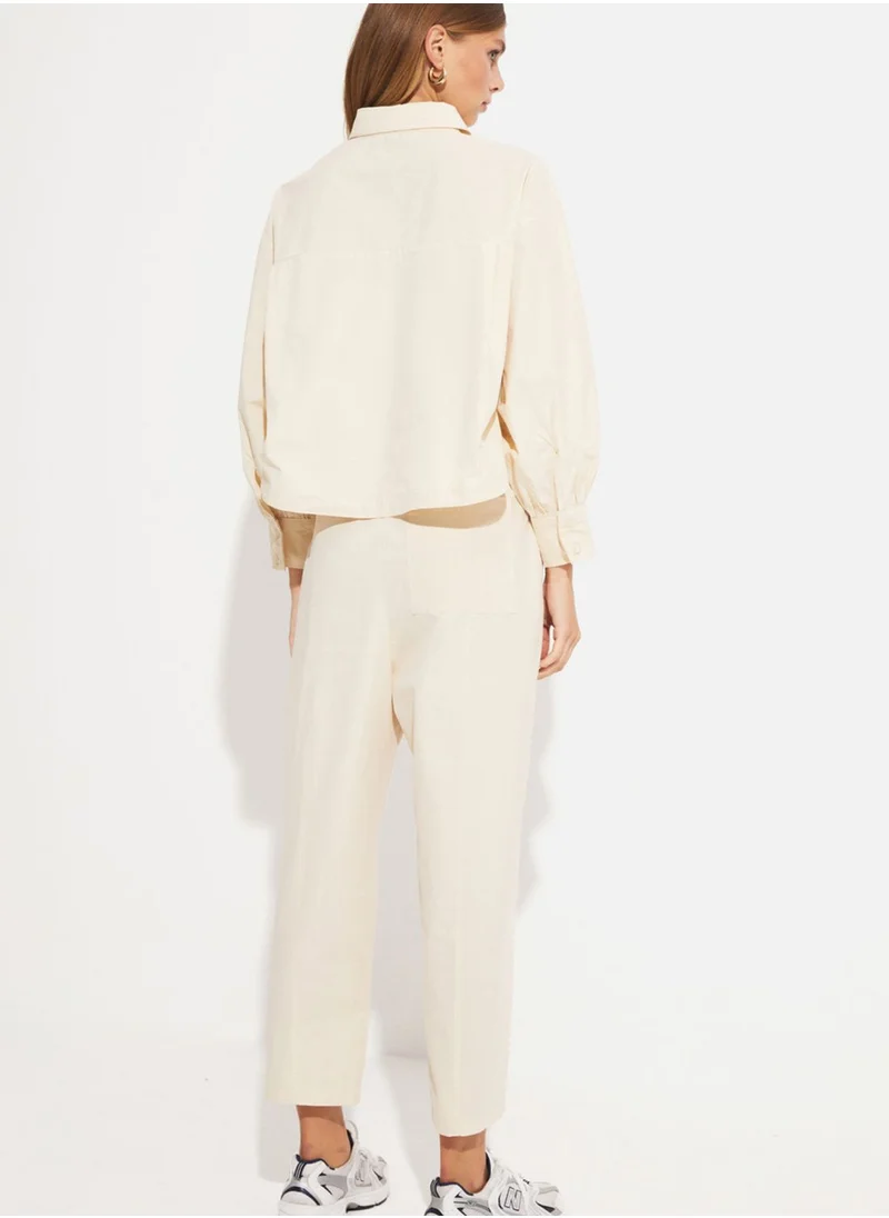 JUNE Button Detail Shirt & Pants Set