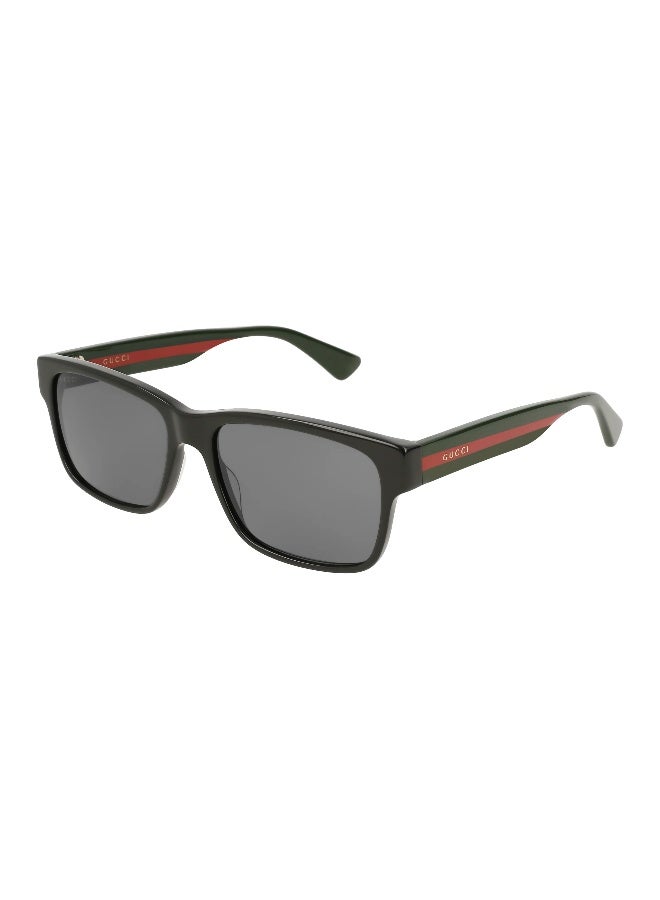GUCCI GG0340S 006 Men's Full Rim Rectangular Sunglasses, Black/Grey - Image 1