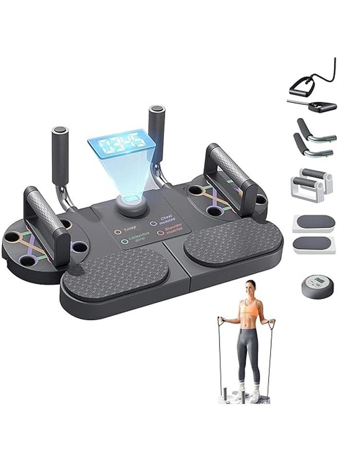 Arabest Push Up Board, Multi-function Push Up Stand with Resistance Bands, Home Workout Set for Floor to Strengthen Arms, Core and Back, Electronic Time Counting, Push Up Handles for Body Toning&Training - Image 1