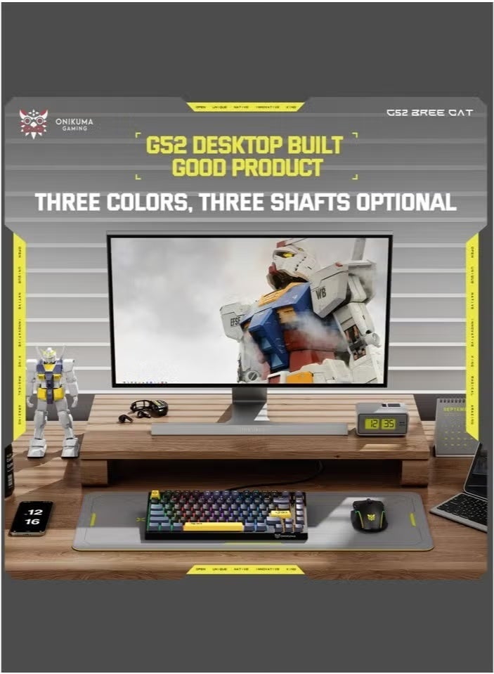 أونيكوما لوحة مفاتيح ألعاب سلكية G52، 82 مفتاحًا، لوحة مفاتيح ميكانيكية بمفتاح بني، إضاءة خلفية RGB، مناسبة للاعبي الكمبيوتر/PS4/Xbox - Image 5