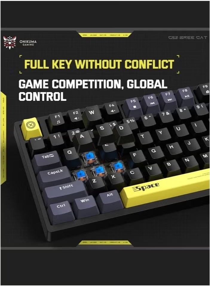 أونيكوما لوحة مفاتيح ألعاب سلكية G52، 82 مفتاحًا، لوحة مفاتيح ميكانيكية بمفتاح بني، إضاءة خلفية RGB، مناسبة للاعبي الكمبيوتر/PS4/Xbox - Image 4