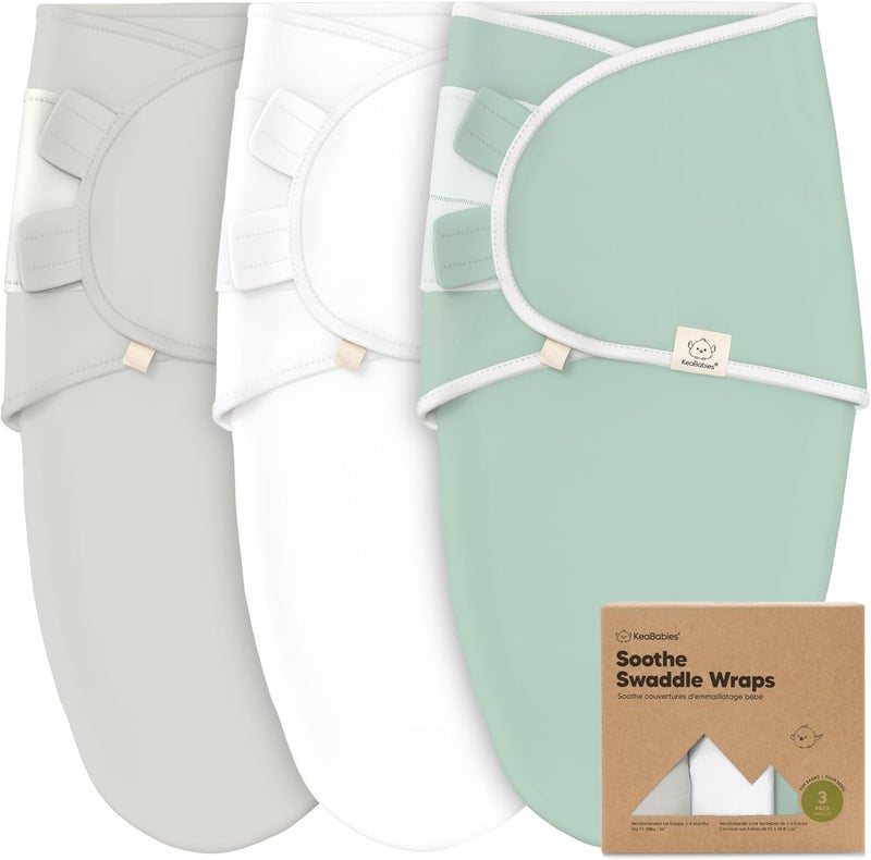 KeaBabies 3-Pack Organic Baby Swaddle Sleep Sacks - Newborn Swaddle Sack, Ergonomic Baby Swaddles 0-6 Months, Swaddles for Newborns, Baby Sleep Sack, Baby Swaddle Blanket Wrap, Baby Essentials (Sage Large) - Image 1