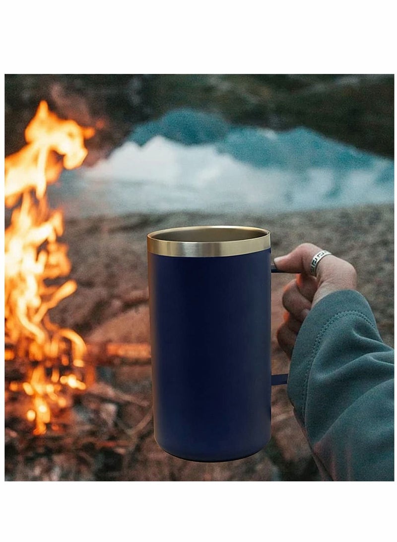Coffee Mug, 22 Oz Stainless Steel Insulated Coffee Mug with Handle, Tumbler Cup with Sliding Lid, Double Wall Vacuum Travel Mug for Hot and Cold Drinks Tea, Dark Blue  - Image 4