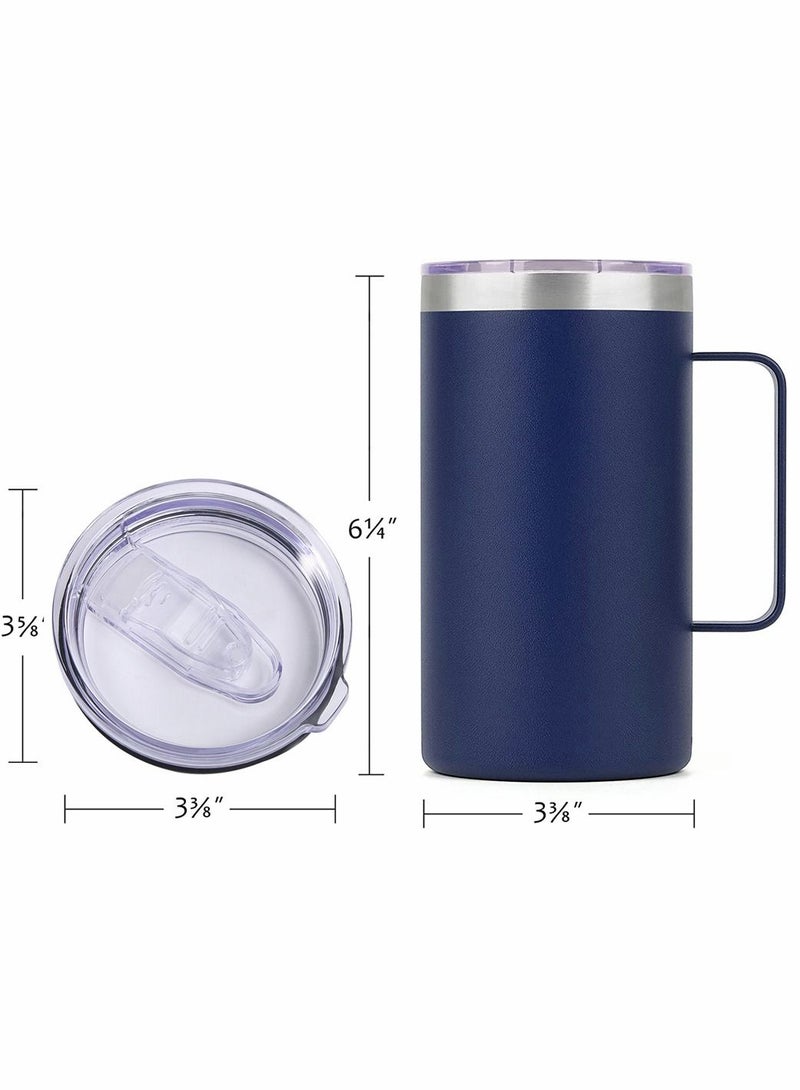 Coffee Mug, 22 Oz Stainless Steel Insulated Coffee Mug with Handle, Tumbler Cup with Sliding Lid, Double Wall Vacuum Travel Mug for Hot and Cold Drinks Tea, Dark Blue  - Image 3