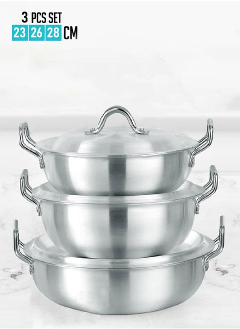 Aluminum Pots Set Consisting of 3 Pots With Two Handles