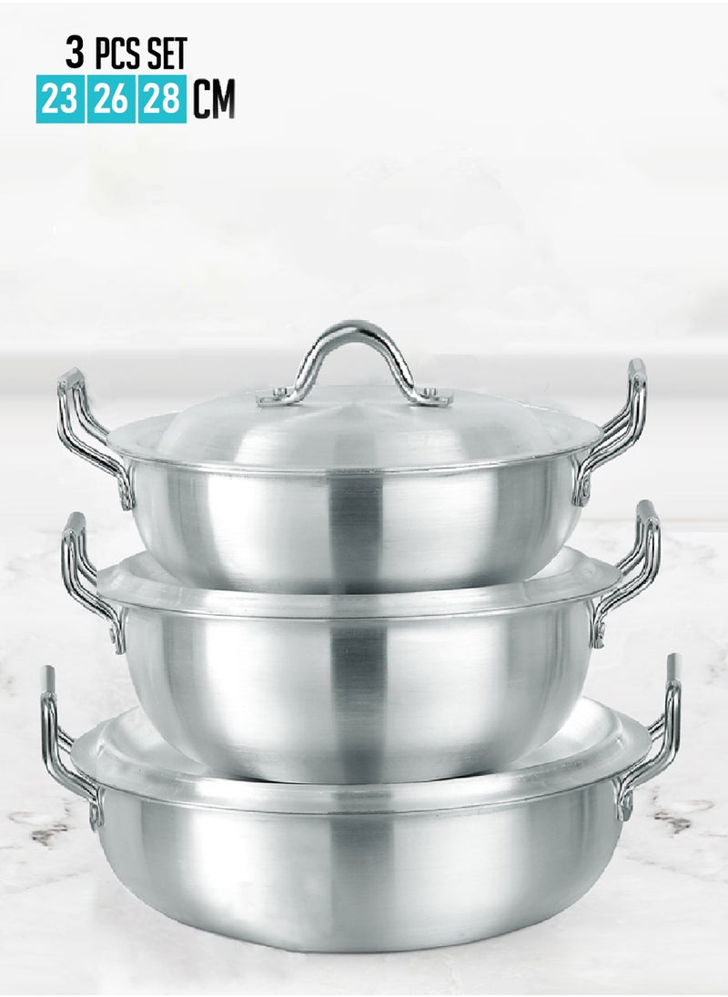Aluminum Pots Set Consisting of 3 Pots With Two Handles