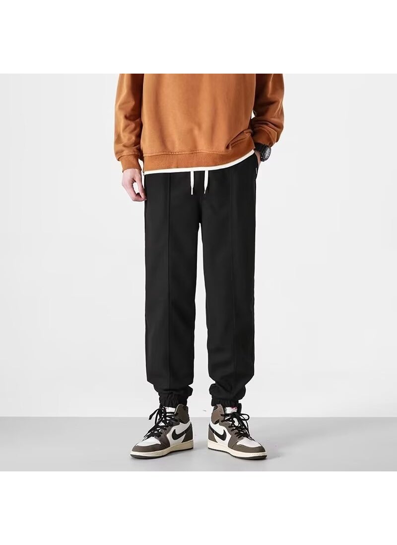 Generic - Casual Drawstring Basketball Sport Pants for Men Loose Fitting Trousers Autumn Spring Trendy Brand Cuffed Sweatpants Black - Image 1