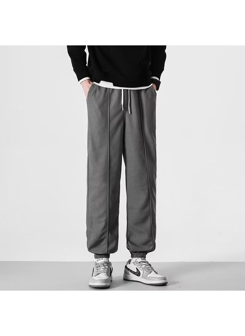Generic - Casual Drawstring Basketball Sport Pants for Men Loose Fitting Trousers Autumn Spring Trendy Brand Cuffed Sweatpants Black - Image 1