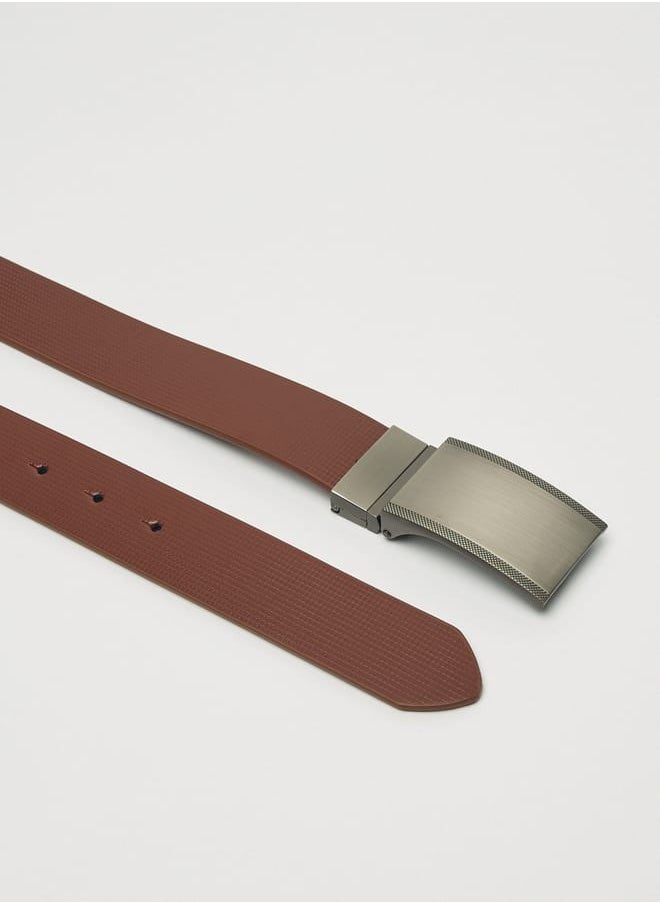 LBL by Shoexpress Men's Textured Reversible Belt with Plate Buckle Closure  - Image 4