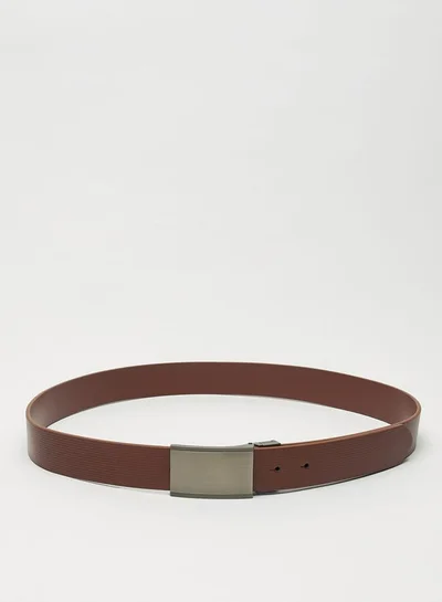 LBL by Shoexpress Men's Textured Reversible Belt with Plate Buckle Closure