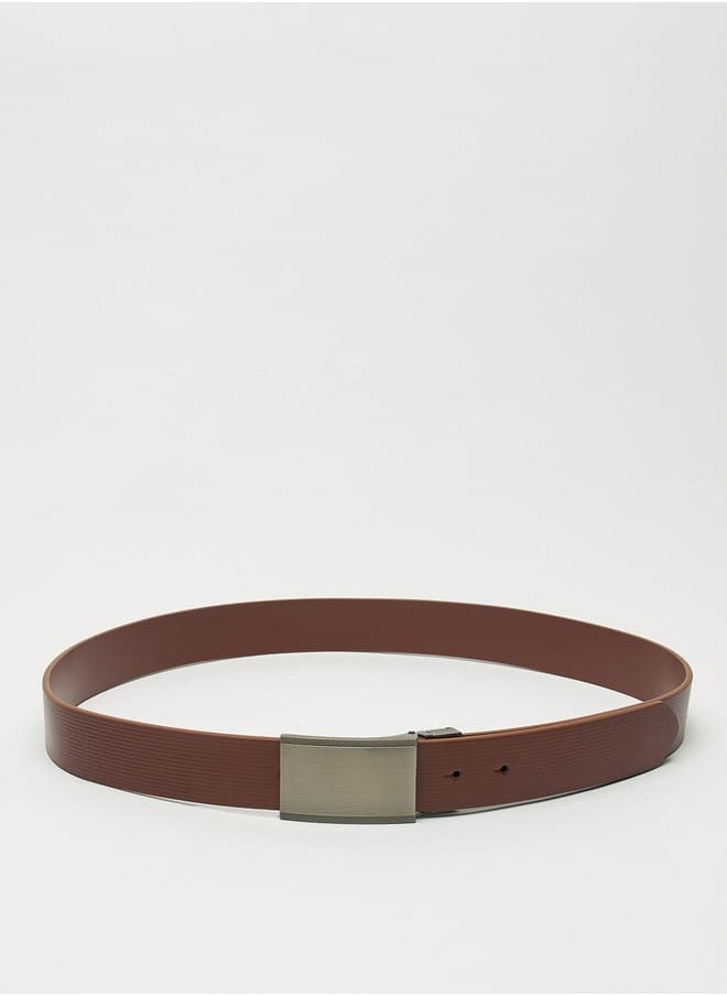 LBL by Shoexpress Men's Textured Reversible Belt with Plate Buckle Closure  - Image 1