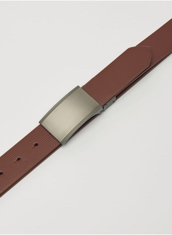 LBL by Shoexpress Men's Textured Reversible Belt with Plate Buckle Closure  - Image 2