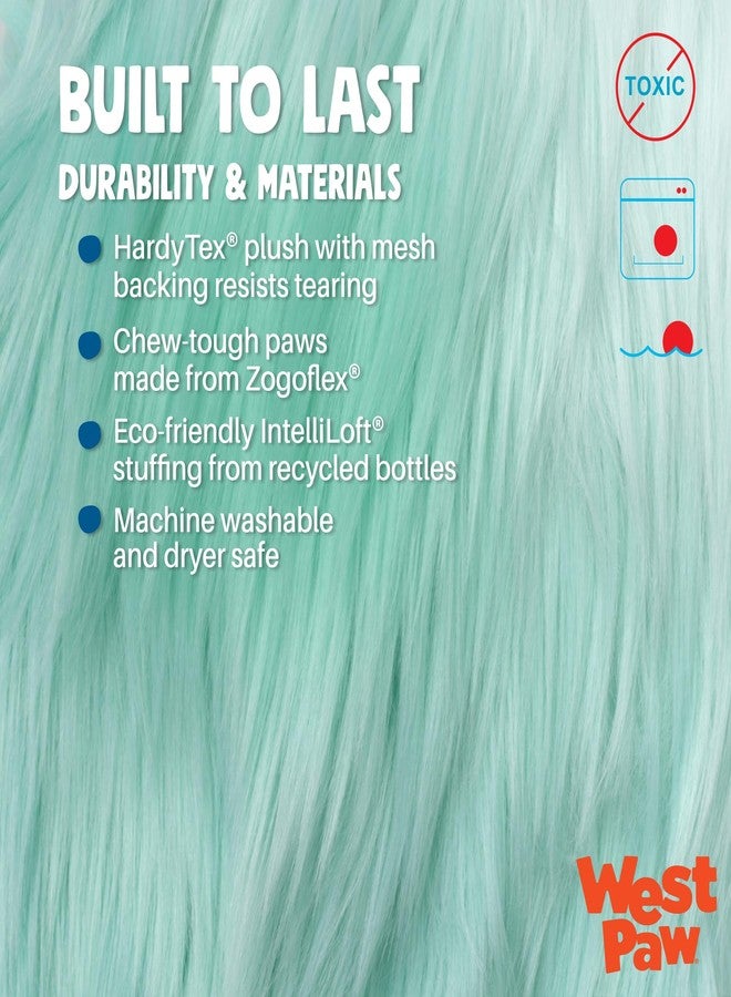 ويست باو لعبة الكلاب القطيفة المتينة من ويست باو راوديز هيلجا، ذات درزات معززة، مصنوعة من قماش هاردي تكس المقاوم للمضغ، ومزودة بصافرة تفاعلية للعب آمن داخل المنزل وخارجه - لون أخضر بحري - Image 3