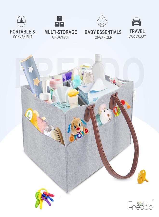 FREDDO Baby Diaper Caddy Organizer for Car Travelling and Nursery Storage Bin Felt Regular Size -GREY Color, Pack of 1 Piece - Image 4