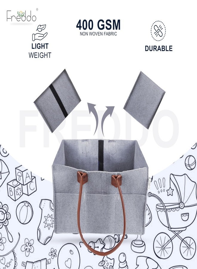 FREDDO Baby Diaper Caddy Organizer for Car Travelling and Nursery Storage Bin Felt Regular Size -GREY Color, Pack of 1 Piece - Image 3