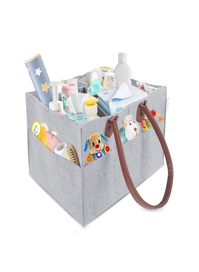 FREDDO Baby Diaper Caddy Organizer for Car Travelling and Nursery Storage Bin Felt Regular Size -GREY Color, Pack of 1 Piece - Image 1