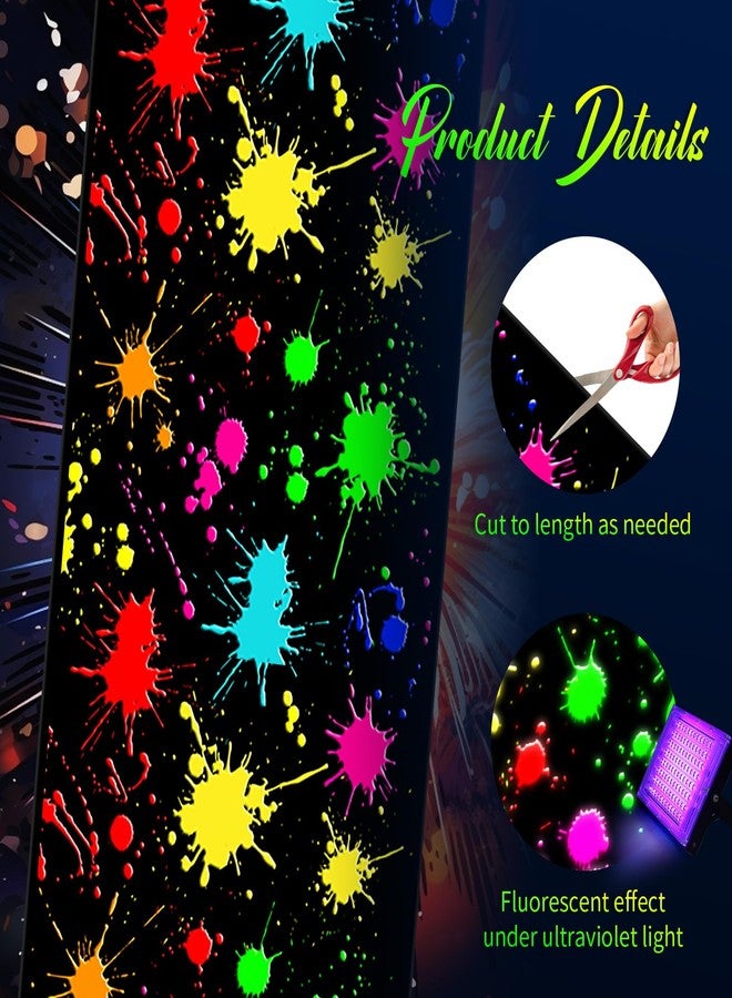Haull 118 x 39 Inch Neon Light up Dance Floor Glow in The Dark Runner Rug UV Reactive Blacklight Rug Colorful Fluorescent Aisle Runners for 80s 90s Neon Birthday Party Decorations(Paint Splatter) - Image 3