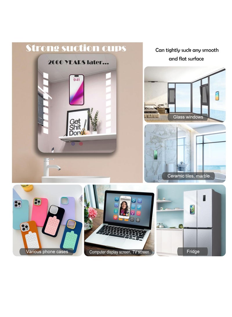 KASTWAVE 4 Pack Double Sided Silicone Suction Phone Mount, Hands-Free Phone Accessories Holder, Non Slip Suction Cup Phone Mount, Suitable for Selfies and Videos (Pink, Mint Green, White, Grey) - Image 3