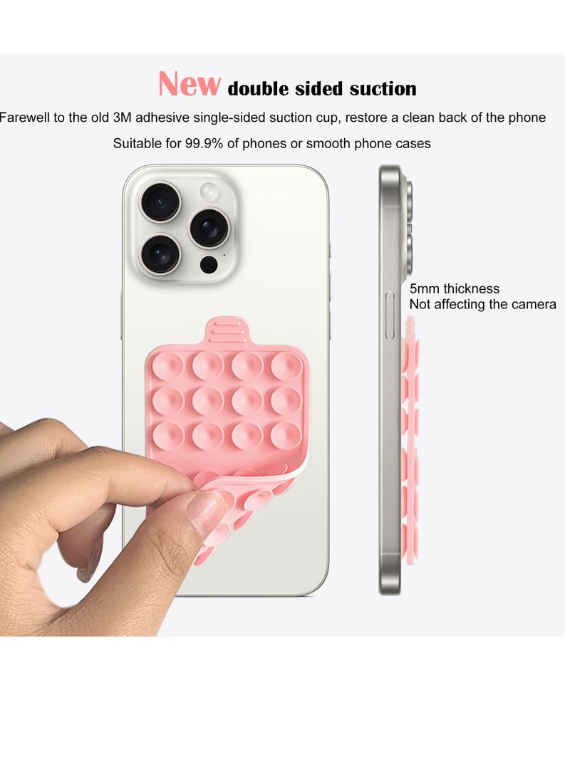 KASTWAVE 4 Pack Double Sided Silicone Suction Phone Mount, Hands-Free Phone Accessories Holder, Non Slip Suction Cup Phone Mount, Suitable for Selfies and Videos (Pink, Mint Green, White, Grey) - Image 2