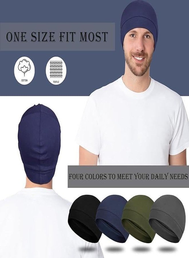 PAROPKAR Cotton Blend Helmet Liner Skull Caps Sweat Wicking Running Hats Cycling Skull Caps for Men and Women Pack of 4 Grey - Image 5