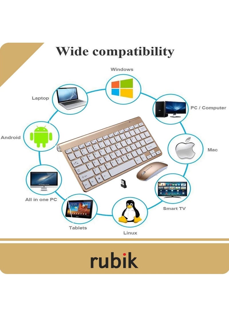 Rubik Wireless Keyboard And Mouse Combo Ultra Thin Portable 2.4Ghz Keyboard For Laptop Mac Tablet Desktop PC Computer TV Windows XP/Vista /7/8/10  - Image 2