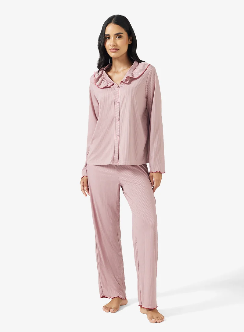 Ginger Button Up Shirt & Pyjama Set