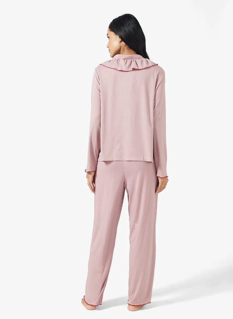 Ginger Button Up Shirt & Pyjama Set